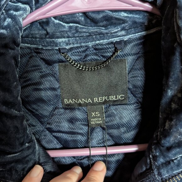 Banana Republic Blue Velvet Quilted Vest w/ Side Bows, XS - Picture 3 of 5